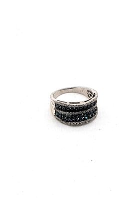 Blue & White Diamond Ring 14ct White Gold Thumbnail