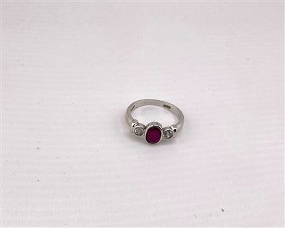 White Gold Ruby & CZ Ring Thumbnail