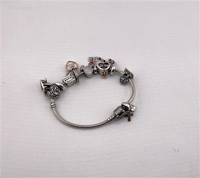 Sterling Silver Charm Bracelet Stamped Pandora Thumbnail