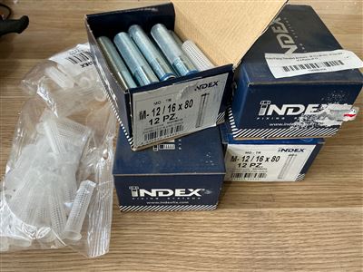 Index Fixing Threaded Anchors- - M 12 x 80 mm -16 mm Dia - of 4 Packs of 12 Thumbnail