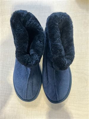 Slippers, Leather Upper, Synthetic Sole ,Black, Size 4. Thumbnail