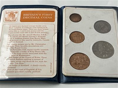 Britains First Decimal Coin Collection, 1/2p, 1p, 2p, 5p, 10p Thumbnail