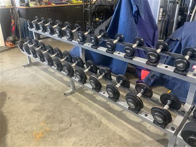 Quantity of Rubber Encased Dumbbells 2 Tier Rack - 2.5kg - 15KG - 24 Dumbbells Thumbnail