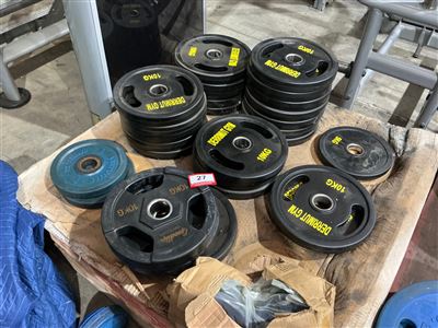 Quantity of Olympic Rubber Tri-Grip Weight Plates, 24 x 10kg, 3 x 5kg - Approx Thumbnail