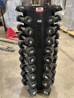 Iron Edge Rubber Dumbbell Set 2-10kg, 9 Pairs, with Vertical Rack Thumbnail