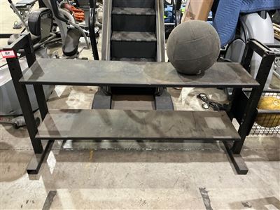 Two-Tier Black Steel Dumbbell Rack, Flat Shelves, Height Adjustable Uprights Thumbnail