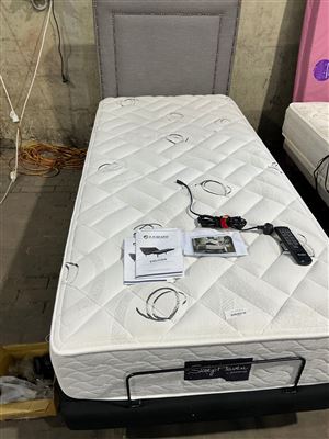 A. H Beard Adjustable Electric Single Bed with Head Board , Remote Control  - On Castors Thumbnail