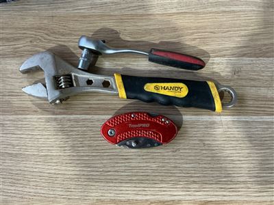 Spanner and Box Cutter and Small Ratchet Handle Thumbnail