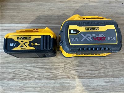 Dewalt Batteries x 2 - 9 Ah 18v/54v and 18 V 5.0 Ah Thumbnail