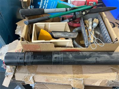 Box of Garden Pruners , Brushes, Wire Scrapers etc Thumbnail
