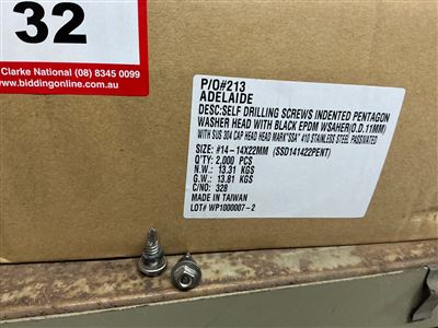 Stainless Steel Pentagon Head Tek Screws x 2000, #14 x 14-22mm Long (Located At Wingfield) Thumbnail