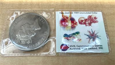 New Zealand 1898 Uncirculated Dollar - XIVth Commonwealth Games Auckland, New Zealan 1990 Thumbnail