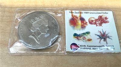 New Zealand 1898 Uncirculated Dollar - XIVth Commonwealth Games Auckland, New Zealan 1990 Thumbnail