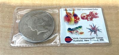 New Zealand 1898 Uncirculated Dollar - XIVth Commonwealth Games Auckland, New Zealan 1990 Thumbnail