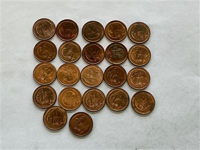 Australian 1 Cent Coins – Quantity of 22 Thumbnail