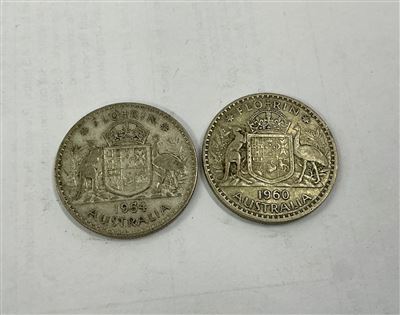 Australian Florins - 1954 & 1960 Thumbnail