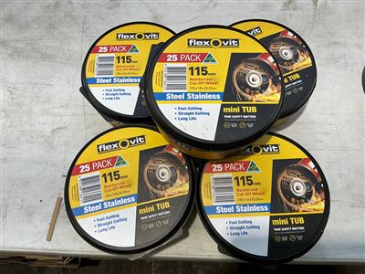 Flexovit 125 mm Cutoff Wheels - Suit Stainless Steel -Quantity of 5 Packs of 25 Thumbnail