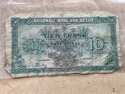 Belgium 10 Francs / 2 Belgas Banknote Thumbnail