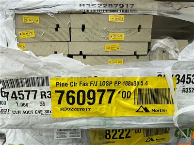188 x 30, LOSP Treated Pre-Primed Pine, Clear Finger Jointed Fascia Pencil Round, 64 pcs @ 5.4 M, 345.6 Lin Metres Total Pk PIKCLPF18803054 Thumbnail