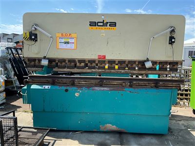 Pan Brake Press - Adira - Model Q H A -100 30 -Max Capacity 100 Ton (1000 Kn) - Max working Bending Length 3050 mm -(2540 mm Between Frames ) Max Hydraulic Pressure 30 - Stroke Miniumum 26 --Max -102 -3 Phase 415 Volt -  with Macson Red Eye 9100 Safety Unit , Steel Mesh Guarding with Tooling Accessories - Year of Manufacture 1998- ( - Buyer to Arrange Collection and Uplift with Crane to Remove ) Thumbnail