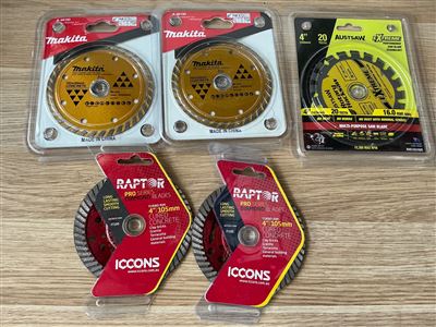 Asstd Saw Blades - Quantity of 5- 105 mm - Concrete / Multi Purpose Thumbnail