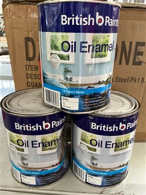 British Paints -Oil Enamel —  Gloss Quantity of 3 Cans @ 1 Litre - White - Thumbnail