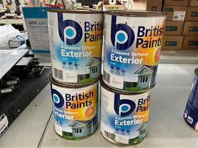 British Paints -Exterior 4 Seasons -Quantity of 4 Cans @ 1 Litre - White Thumbnail