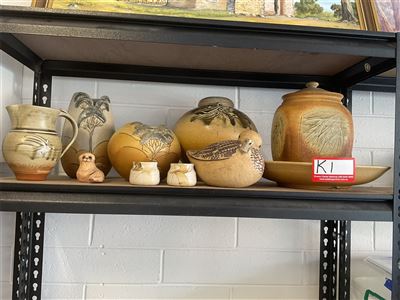 Assorted Pottery Items, Vases, Storage Container And Ornaments Thumbnail