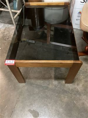 Black Glass And Timber Coffee Table 46 Cm High X 97 Cm Long X 62 Cm Wide Thumbnail