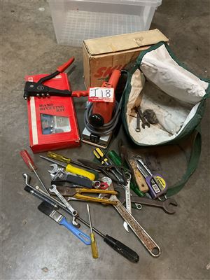 SKIL Finishing Sander, Hand Riveting Set And Assorted Tools, Screwdrivers, Pliers, Spanners Etc, Untested, "Sold As Is" Thumbnail