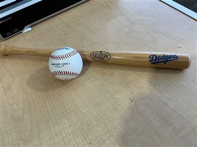 Mini Dodgers Loui Slugger Baseball Bat and League Baseball Thumbnail