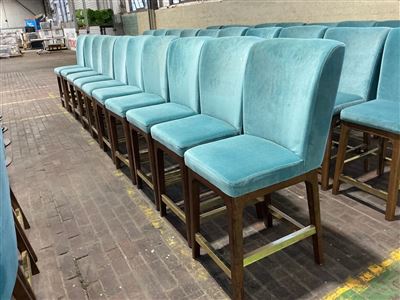 Bar Stools, Pale Jade Valour Fabric, Timber Legs, Metal Supports Quantity of 3 Thumbnail