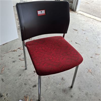 Vistors Chairs - Quantity of 5 Red Cushion Seat - Plastic Back   ( Collect From Victor Harbor ) Thumbnail