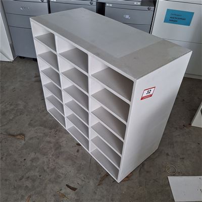 Grey Melamine 18 Compartment Shelf Unit  -( Collect From Victor Harbor ) Thumbnail
