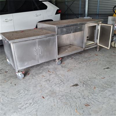 Stainless Steel Cupboard with Built In Bar Fridge-( Collect From Victor Harbor ) Thumbnail