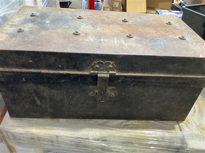 Old Steel Trunk with Skil Electric Sander & Tools Thumbnail