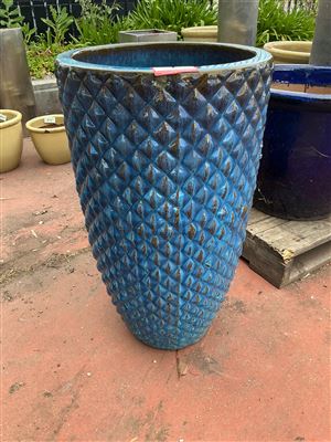 Tall Tapered Glazed Pot, Turquoise Diamond Relief, Diameter 460mm x 800mm High Thumbnail