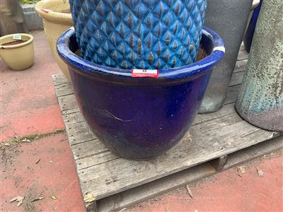 Cobalt Blue Glazed Egg Pot, 630mm Diameter x 500mm High Thumbnail