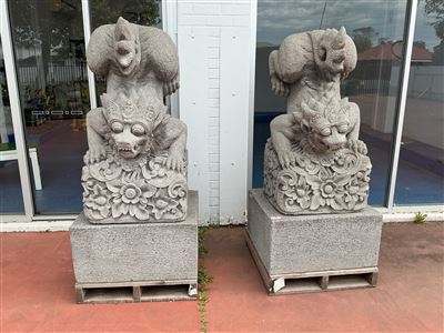 Hand Carved. Samsi's Statues on Plinths, 1630mm High Thumbnail