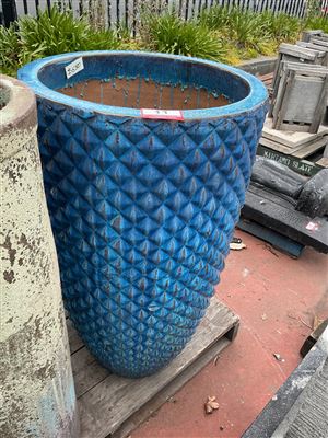 Large Tapered Glazed Pot, Turquoise Diamond Relief, 580mm Diameter x 1050mm High Thumbnail