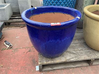Cobalt Blue Glazed Egg Pot, 620mm Diameter x 530mm High Thumbnail