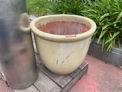 Cream Glazed Egg Pot, 620mm Diameter x 520mm High Thumbnail