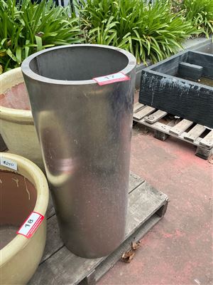 Tall Metal Cylinder Planter, Brushed Finish, 300mm Diameter x 750mm High Thumbnail
