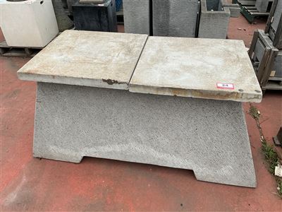 Grooved Grey Pedestal/Small Bench with 2 Square Top Slabs Thumbnail