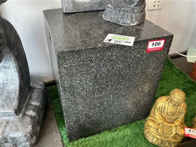 Solid Black Terrazzo Cube Plinth Thumbnail