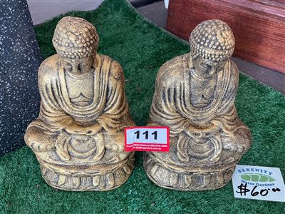 Pair of Seated Buddha Statues, Gold Finish Thumbnail