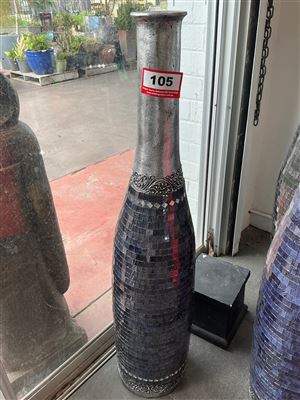 Tall Dark Purple Glitter Mosaic Bottle Floor Vase Thumbnail