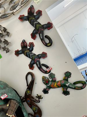 4 Metal Gecko Wall Art Pieces, Painted Thumbnail