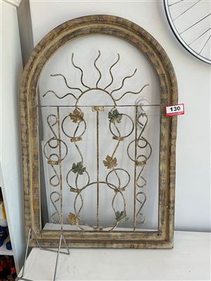 Arched Timber Frame with Wrought Iron Sun and Vine Grille Thumbnail