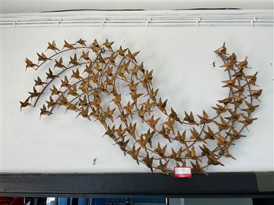 Metal Hummingbird Flock Wall Art, Swirl Design, Copper Finish Thumbnail